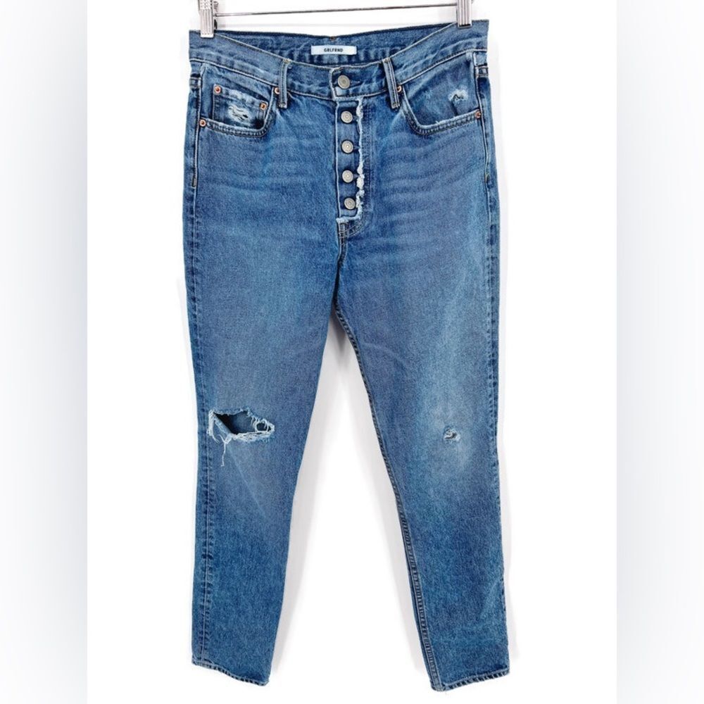 Grlfrnd Karolina High-Rise Distressed Denim Jeans Button‎ Fly Sz 28